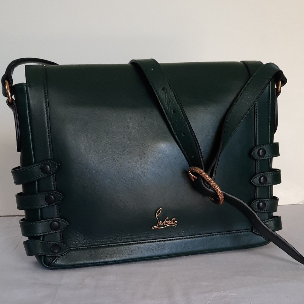 Christian Louboutin Dark Green Leather Crossbody Bag